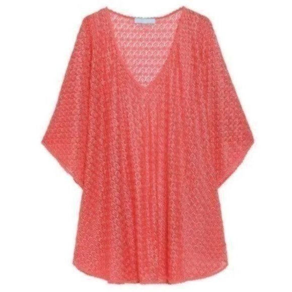 Melissa Odabash Coral Metallic Lace Beach Dress
